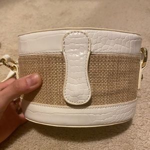 White & Tan Crossbody Bag